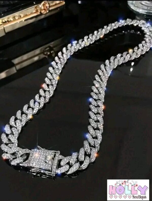 🧑‍💼 Set de Collar cubana ➕ Pulsera cubana diamantada 💕✨