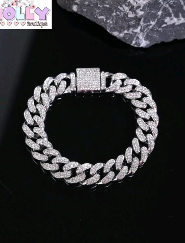 🧑‍💼 Set de Collar cubana ➕ Pulsera cubana diamantada 💕✨ - Imagen 3