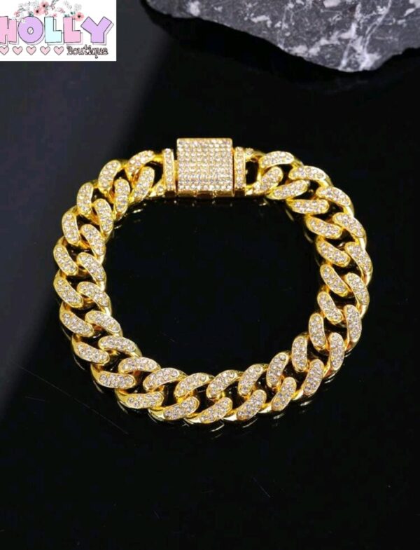 🧑‍💼 Set de Collar cubana ➕ Pulsera cubana diamantada 💕✨ - Imagen 5