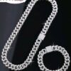 🧑‍💼 Set de Collar cubana ➕ Pulsera cubana diamantada 💕✨ - Imagen 2